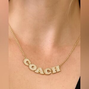 Coach Gold Necklace W Rhinestone Accents NEW